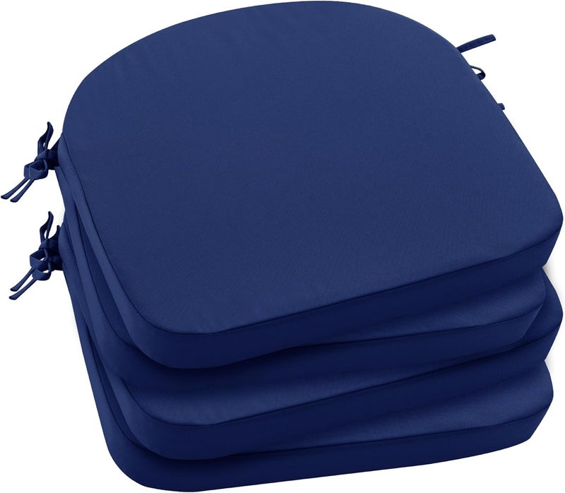 Summsun Outdoor Chair Cushions Set of 4: Waterproof & Fade Resistant Patio Furniture Cushions - 19 x 19 x 2 Inch Non Slip Round Corner Seat Cushion Pads with Removable Cover for Garden Yard Lawn, Navy Blue - Image 1